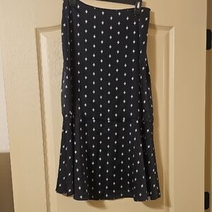 LOFT Black and White Diamond Pattern A-Line Skirt